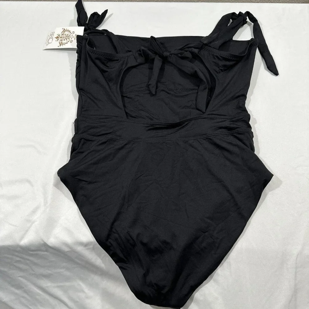NWT Becca [‎ Large ] Emma Color Code Solid Tie Shoulder One Piece Swimsuit #5667